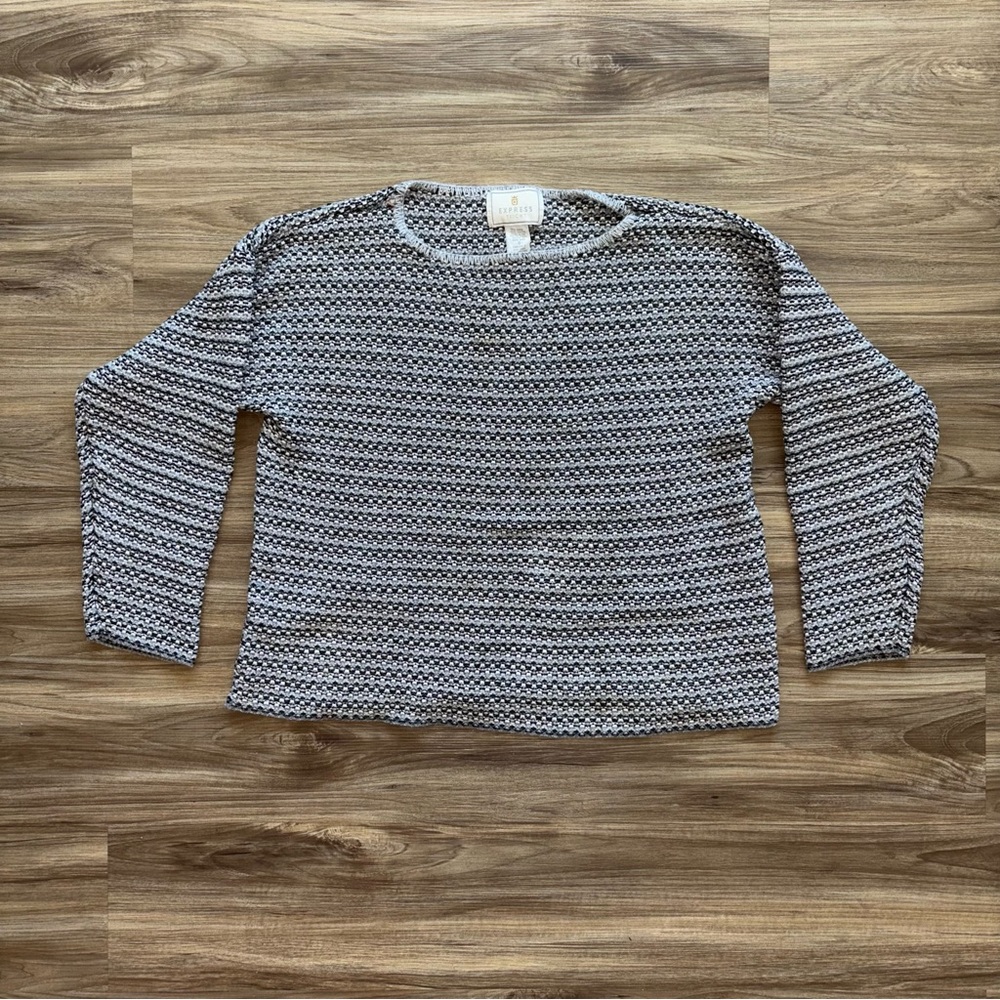 Express Tricot Black & White Knit Sweater – Preppy Grunge Vibes
